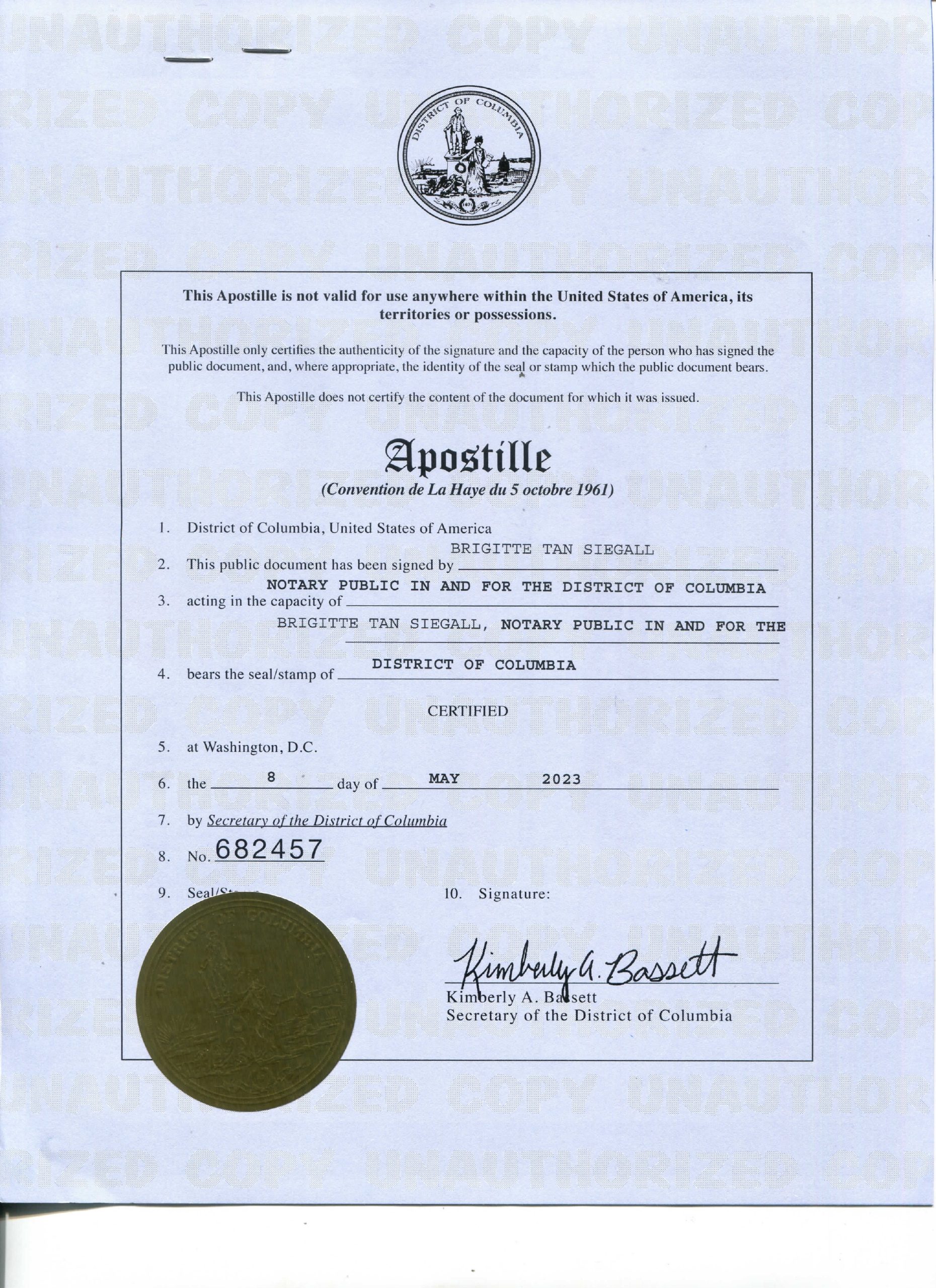 Mẫu Apostille Meridian
